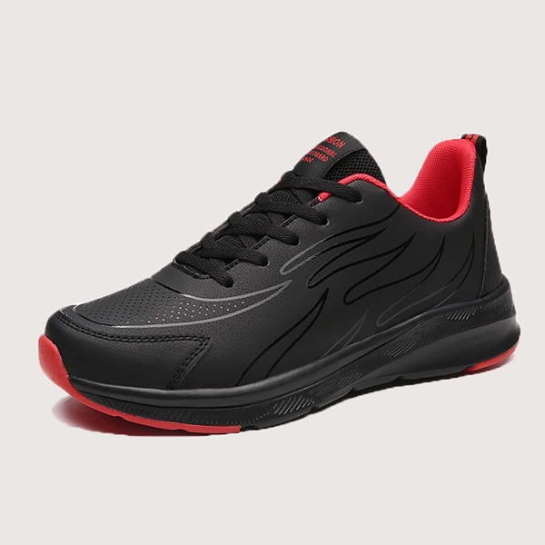 

Men Letter Patch Lace-up Front Sneakers, Black