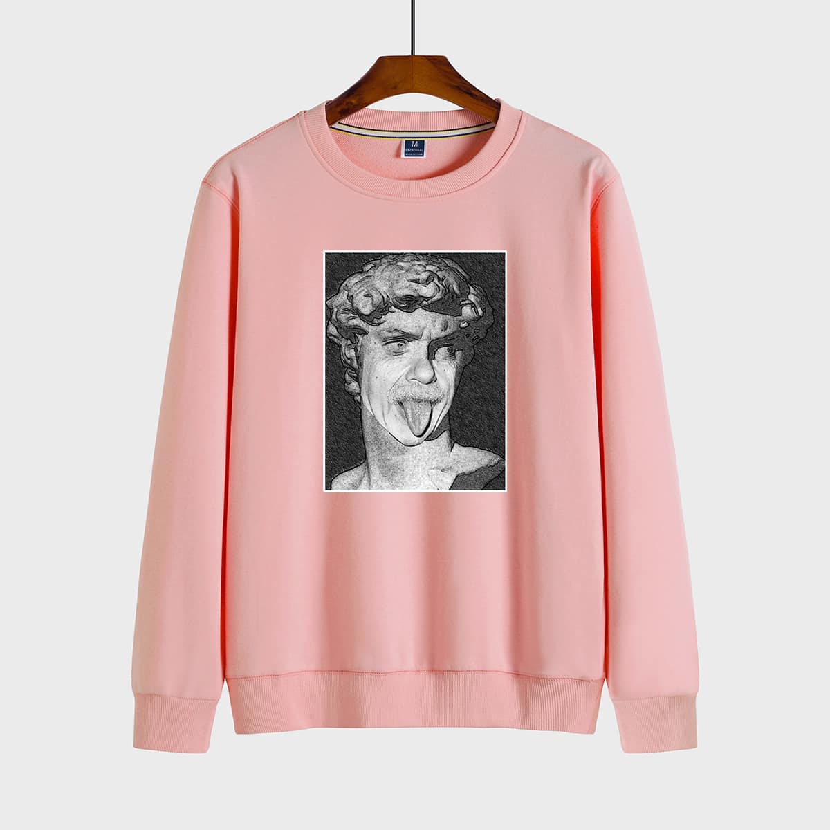 

Men Figure Graphic Crew Neck Sweatshirt, Baby pink