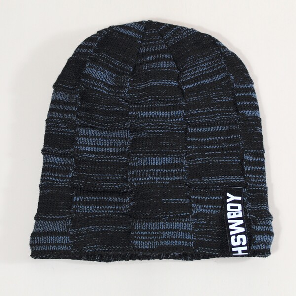 

Men Letter Patch Beanie, Black