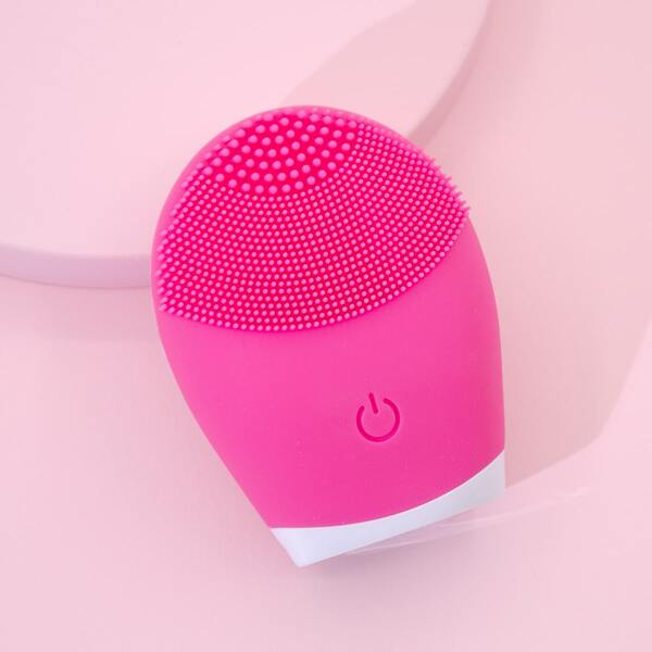 

1pc Silicone Electric Cleansing Brush, Hot pink