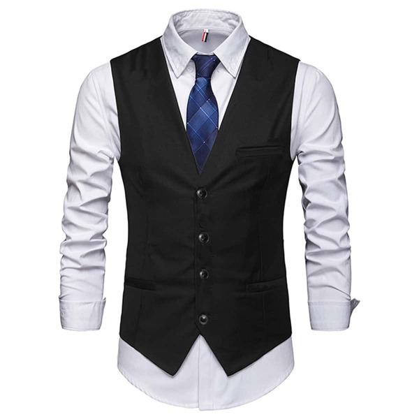 

Men Single Breasted Waistcoat, Black