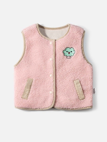 صدرية تيدي بجيب مائل نمط كارتون للبنات الصغار