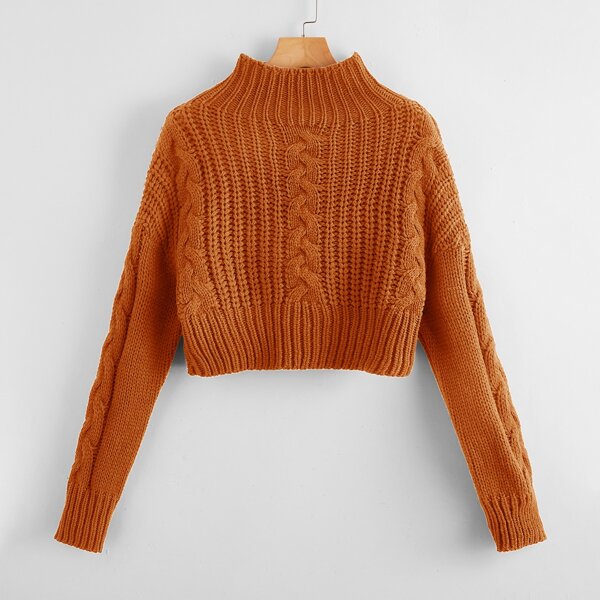 

Drop Shoulder Chunky Knit Sweater, Orange