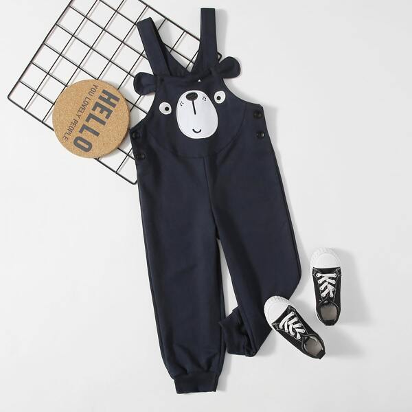 

Toddler Boys 3D Ear Design Cartoon Pattern Overall Jumpsuit, Navy blue