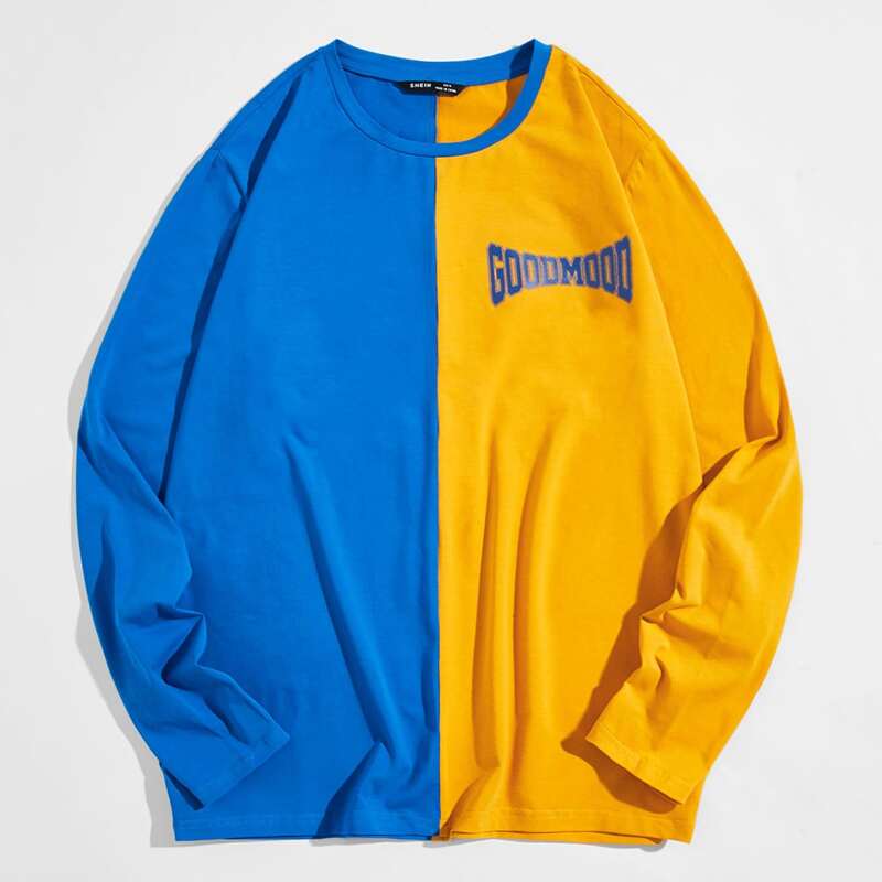 

Men Letter Graphic Colorblock Tee, Multicolor