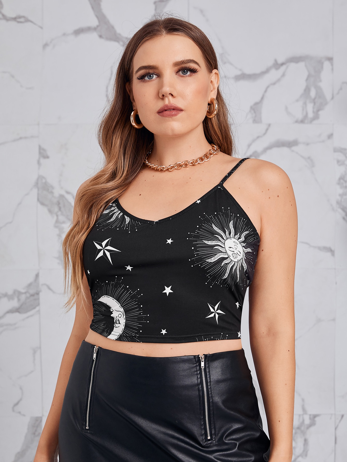 Plus Sun & Moon Print Crop Cami Top thumbnail