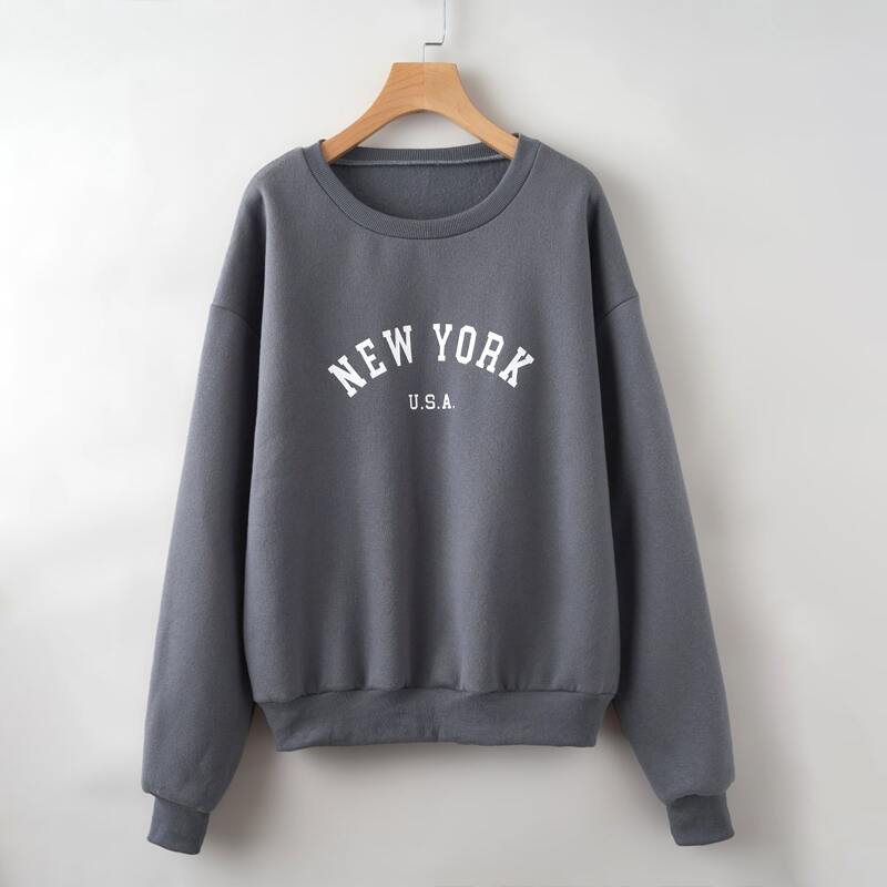 

Letter Drop Shoulder Sweatshirt, Dark grey