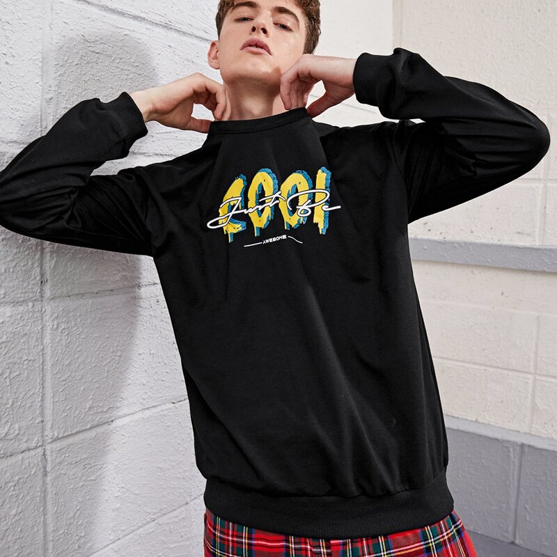 

Guys Letter Graphic Sweatshirt, Black