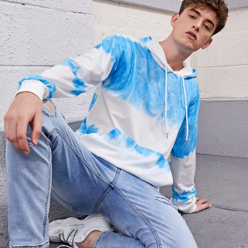 

Guys Tie Dye Hoodie, Blue and white