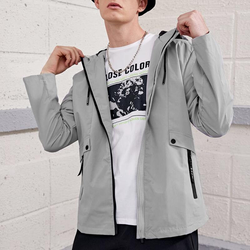 

Guys Drawstring Hooded Jacket, Light grey