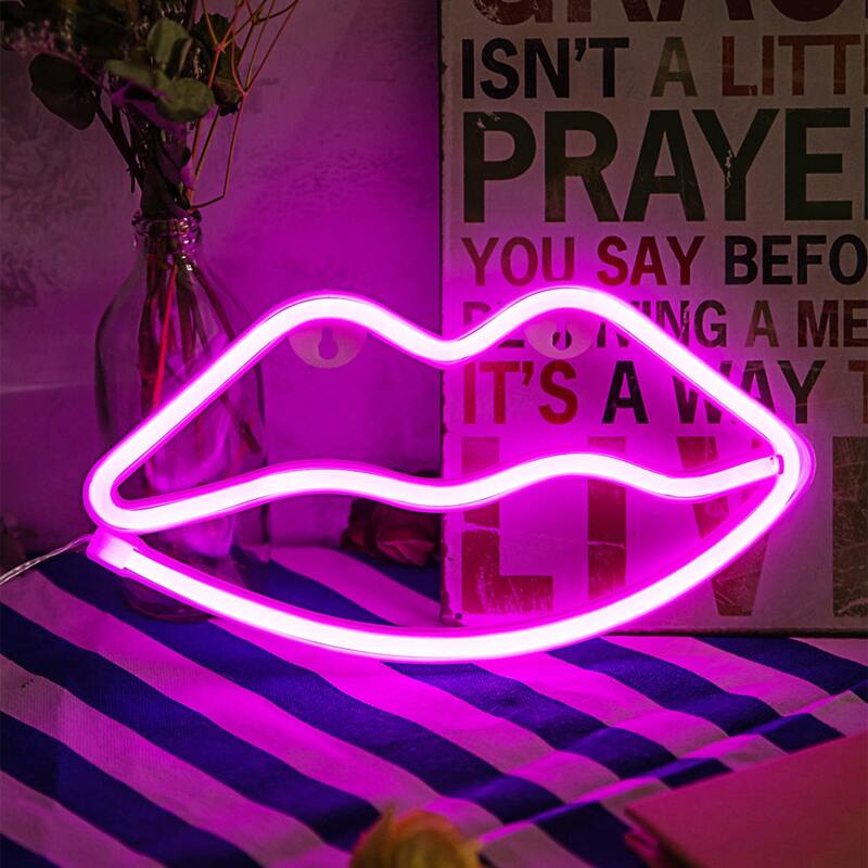

1pc Lip Shaped Wall Lamp, Pink