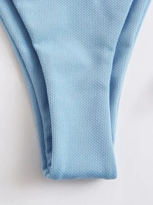 Plain Tie Side Bikini Set Summer Beach - Baby Blue - View 4