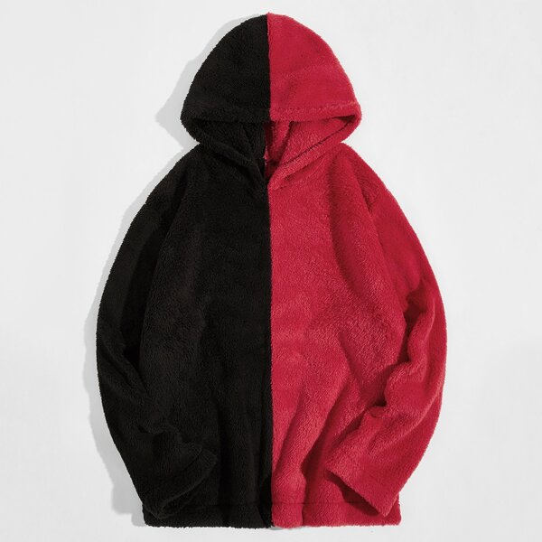 

Men Two Tone Teddy Hoodie, Multicolor