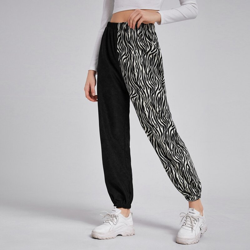 

Zebra Stripe Pattern Joggers, Multicolor