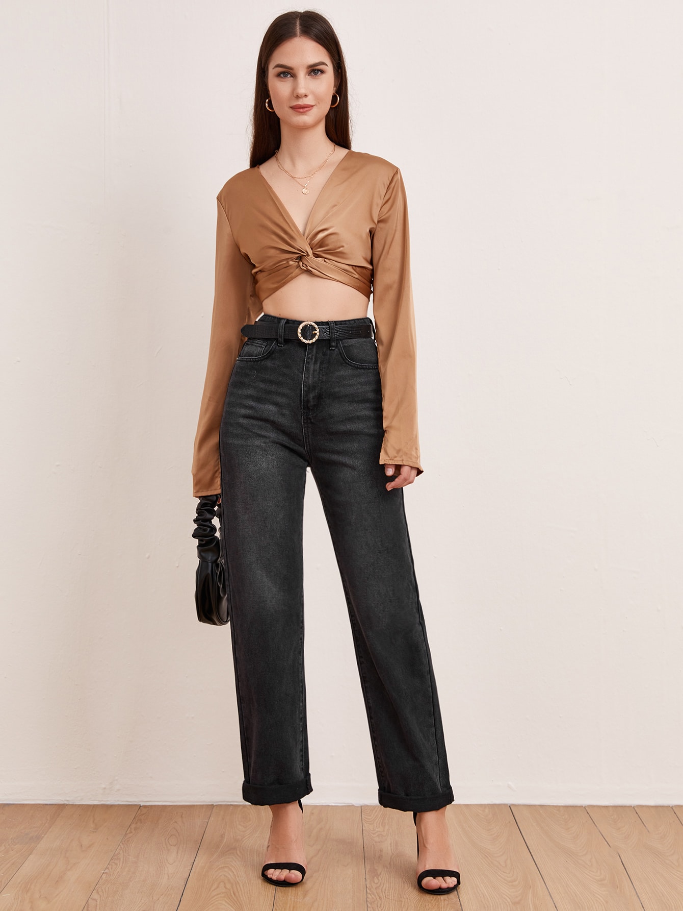 High Waist Straight Leg Jeans Without Belt thumbnail