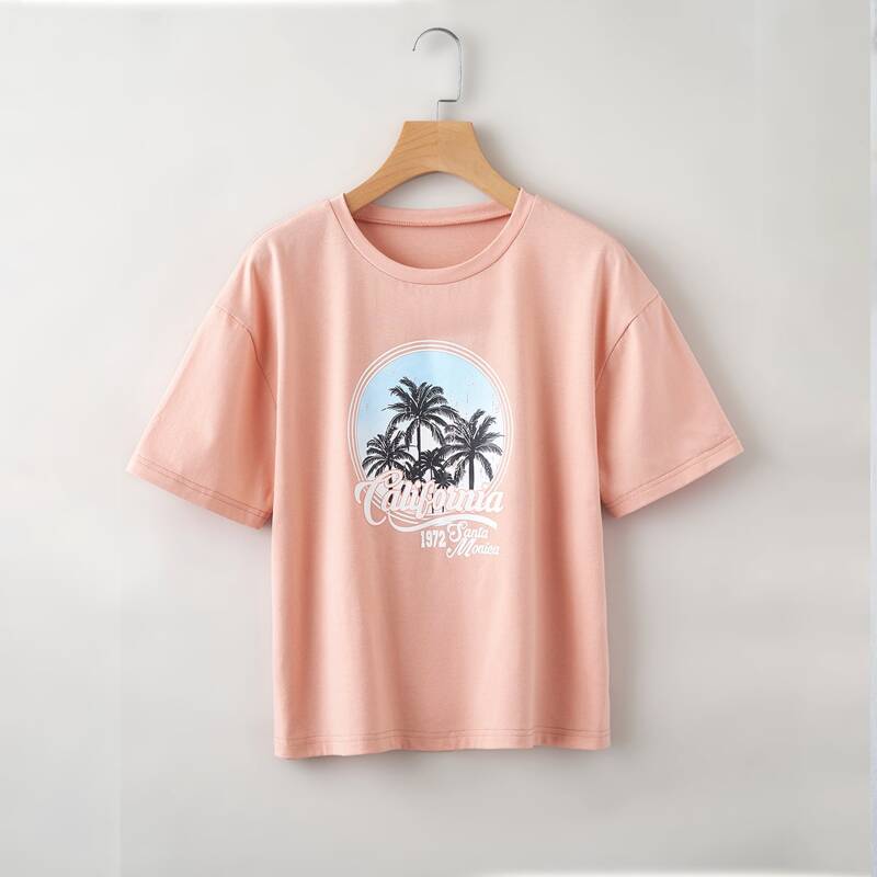 

Letter Graphic Tee, Coral pink