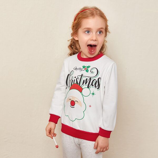 

Toddler Girls Letter & Christmas Print Sweatshirt, White