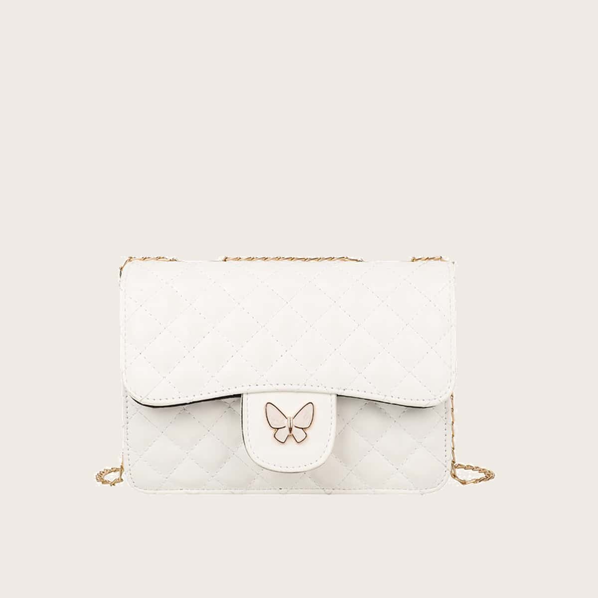 

Butterfly Quilted Crossbody Bag, White