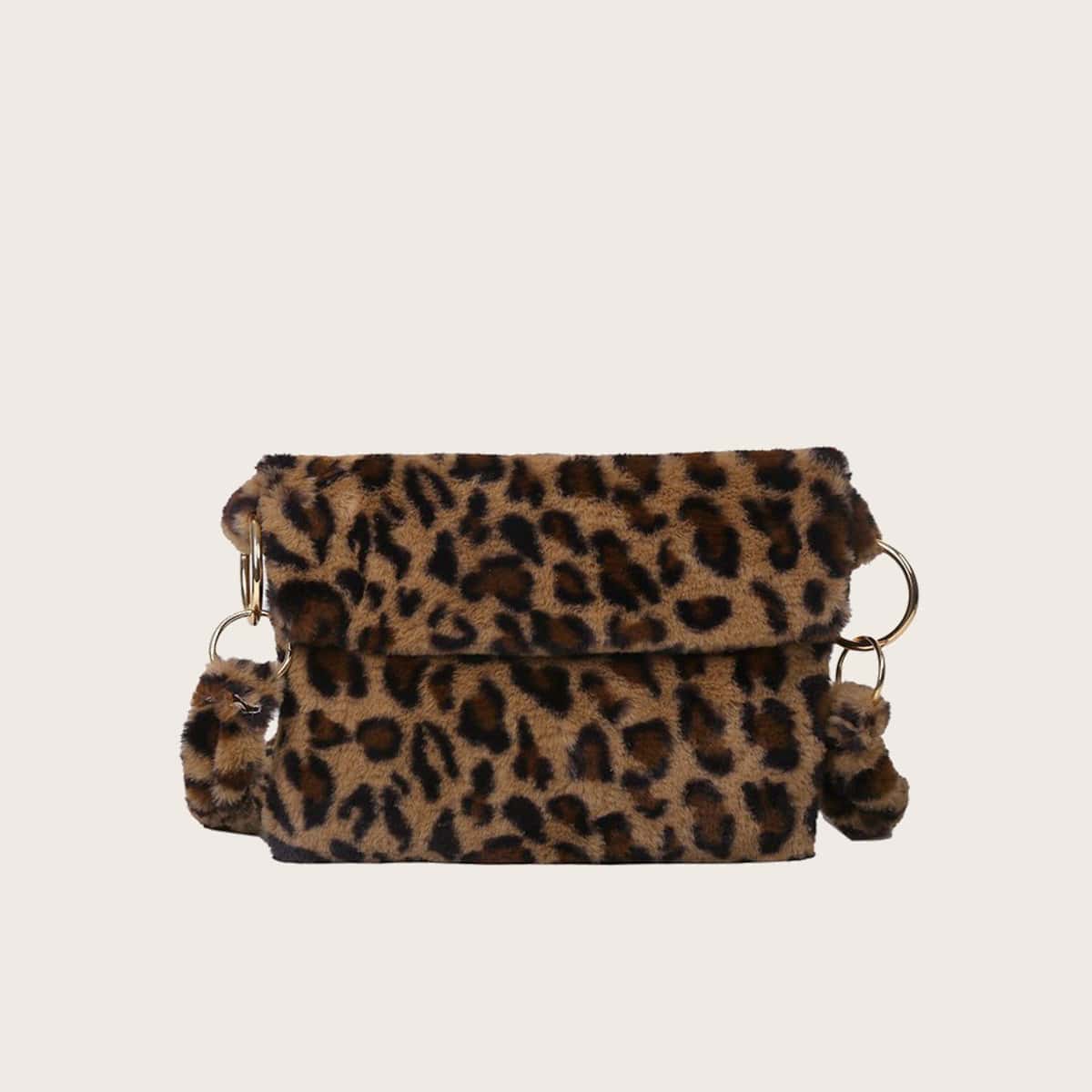 

Leopard Fluffy Crossbody Bag, Multicolor