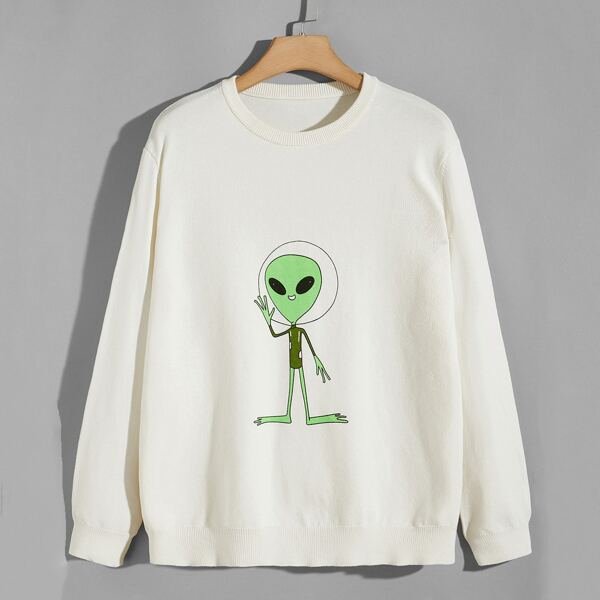 

Men Alien Pattern Sweater, White