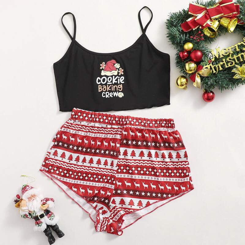

Letter & Cartoon Graphic PJ Set, Multicolor