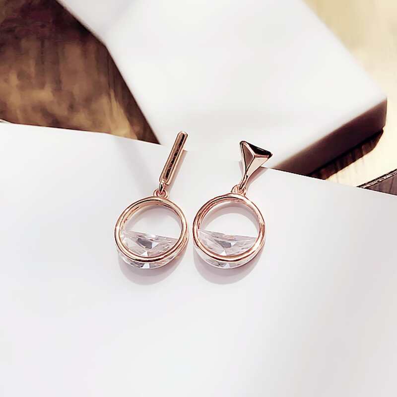 

Rhinestone Decor Asymmetric Drop Earrings, Gold