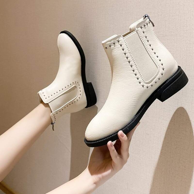 

Studded Decor Chelsea Boots, Beige