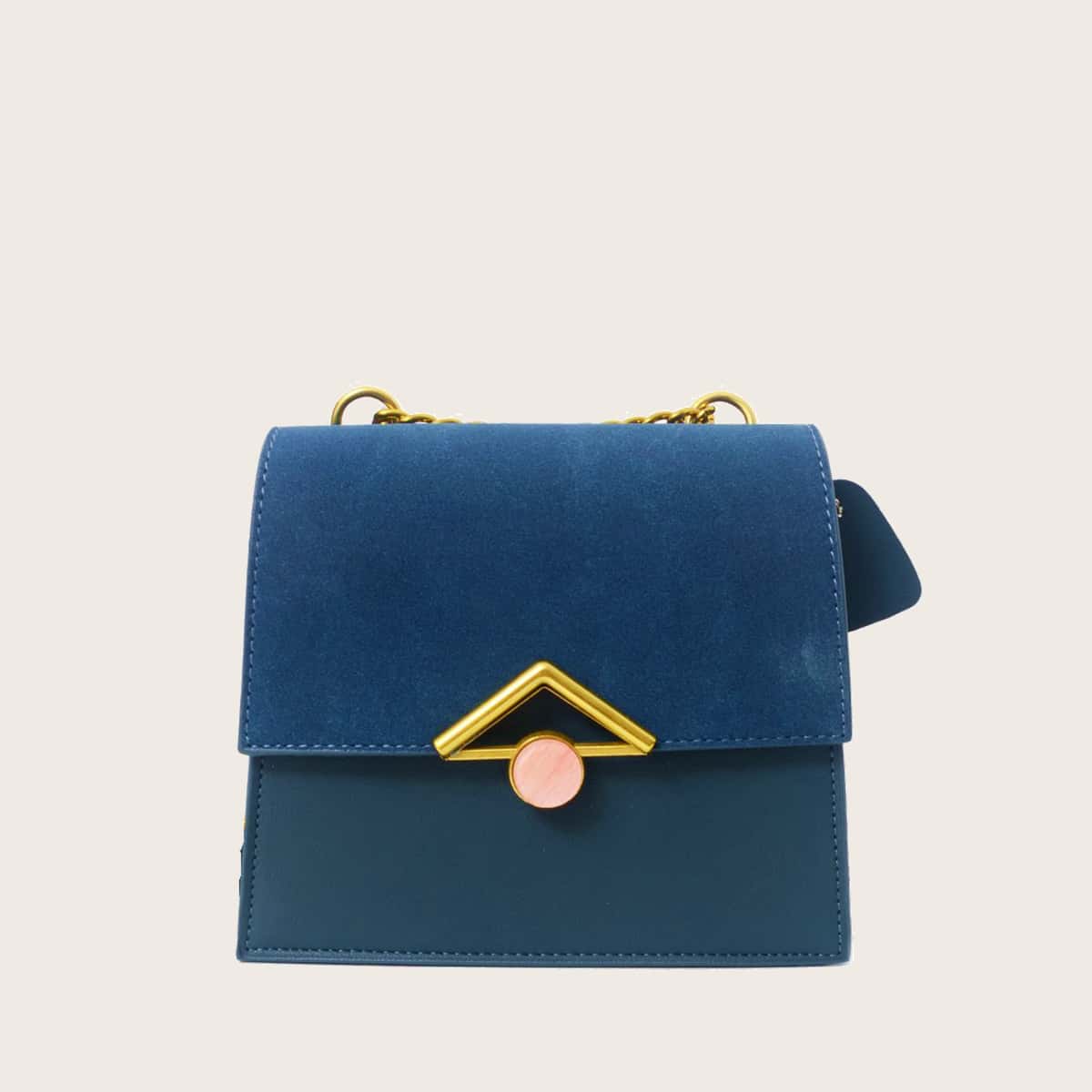 

Colorblock Flap Crossbody Bag, Blue