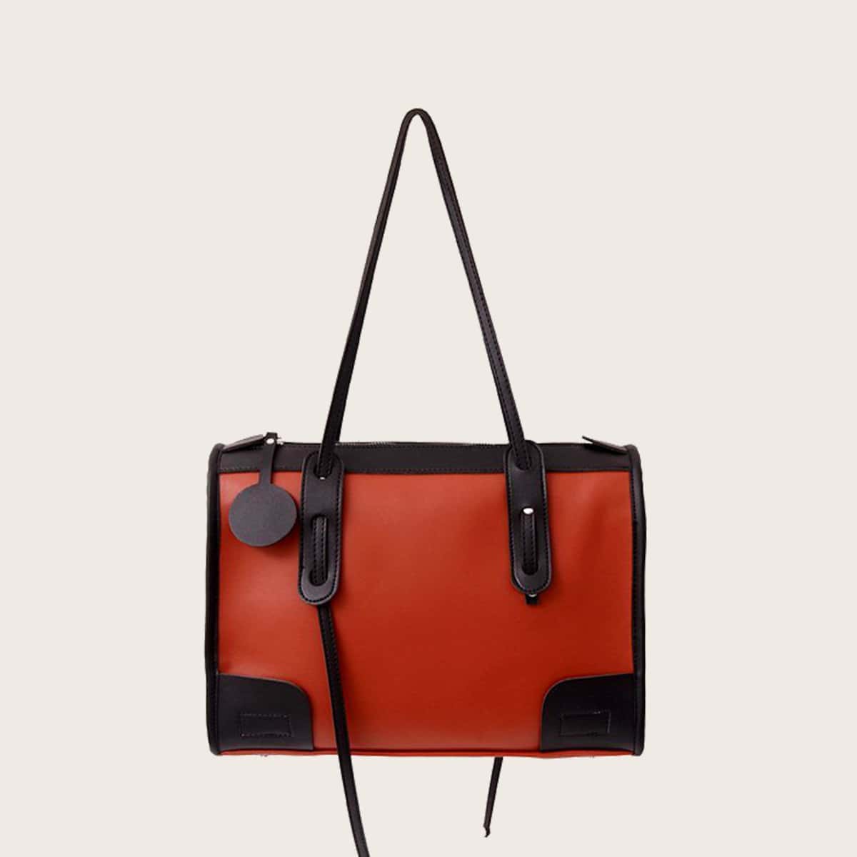 

Colorblock Tote Bag, Orange