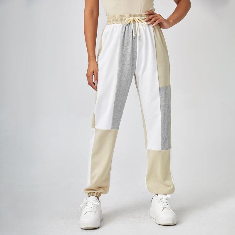 

Cut And Sew Drawstring Sweatpants, Multicolor
