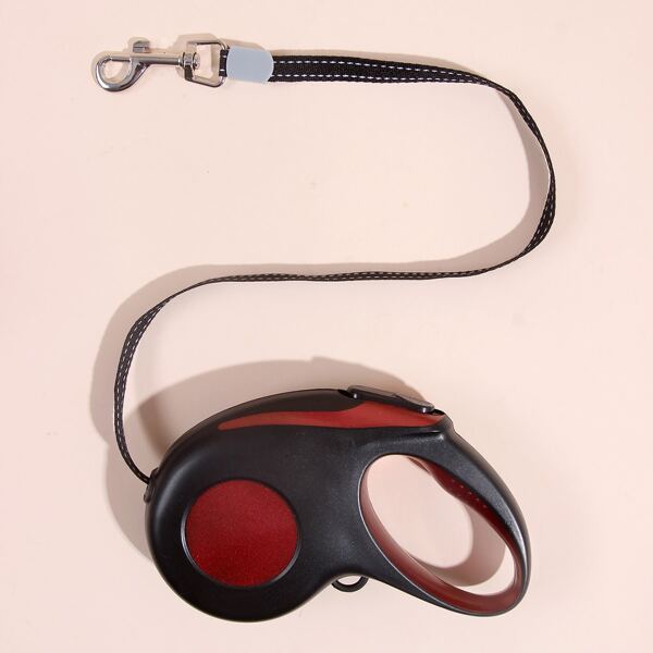 

1pc Colorblock Retractable Dog Leash, Red