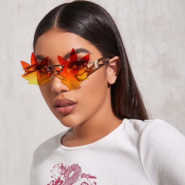 

Rimless Maple Sunglasses, Red
