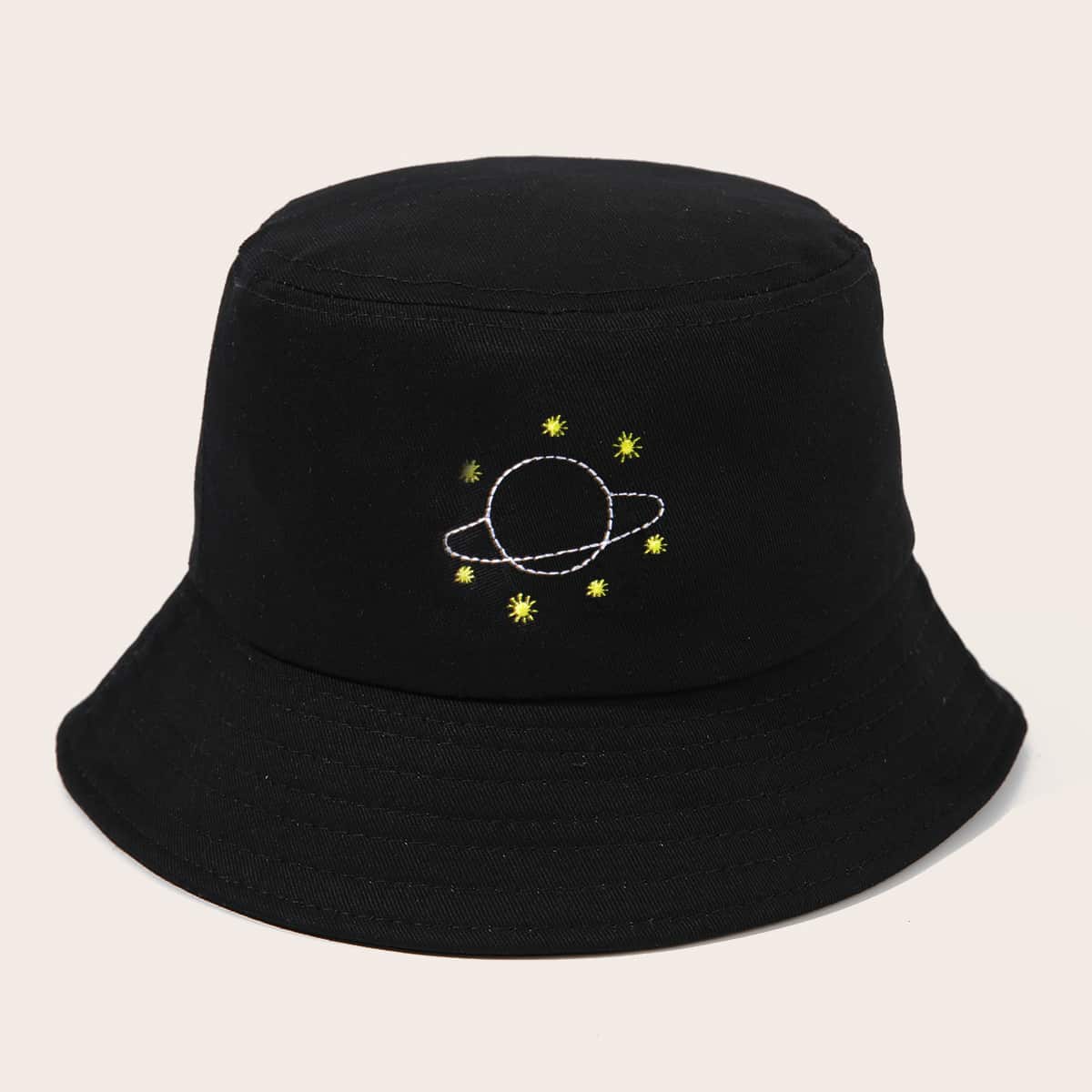 

Planet Pattern Bucket Hat, Black