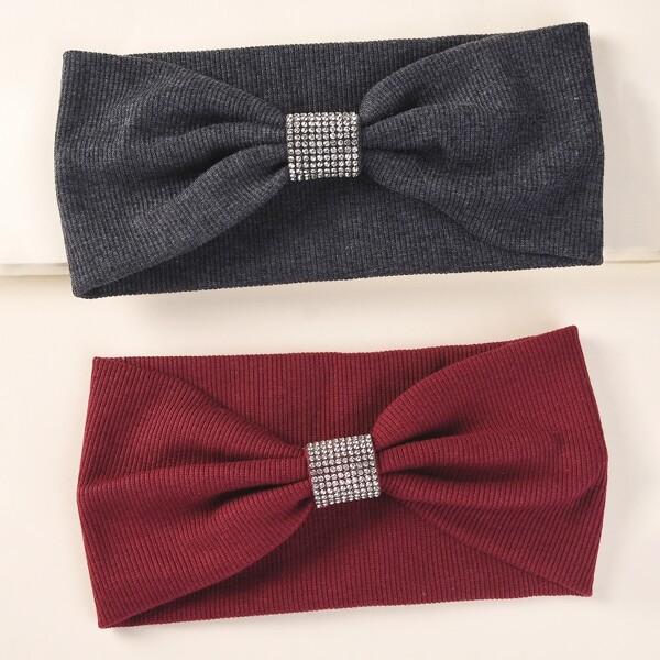 

2pcs Rhinestone Decor Headband, Multicolor