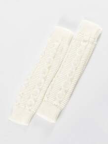 Plain Knitted Gloves - White - View 3