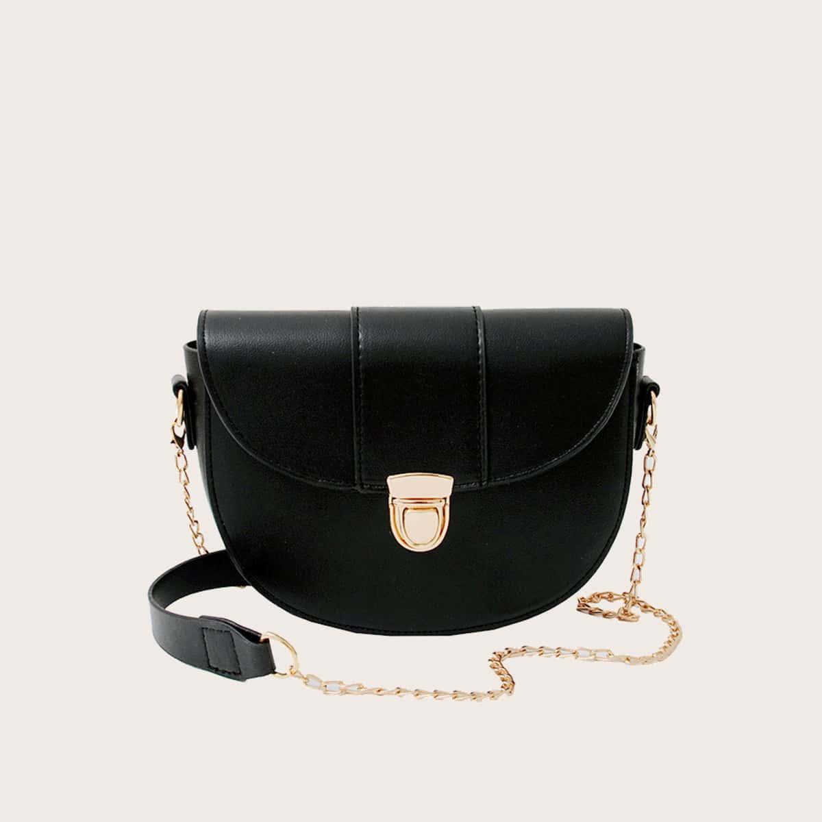 

Push Lock Chain Saddle Bag, Black