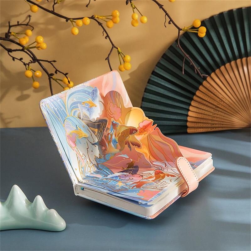 

1pc Random Pattern Magnetic Button Notebook, Multicolor