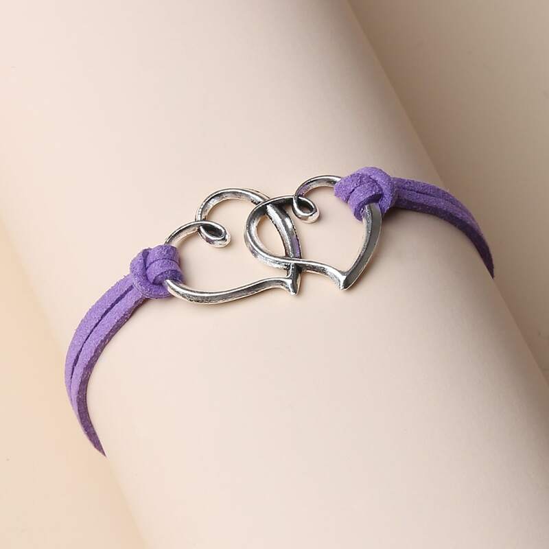 

Heart Decor String Bracelet, Purple