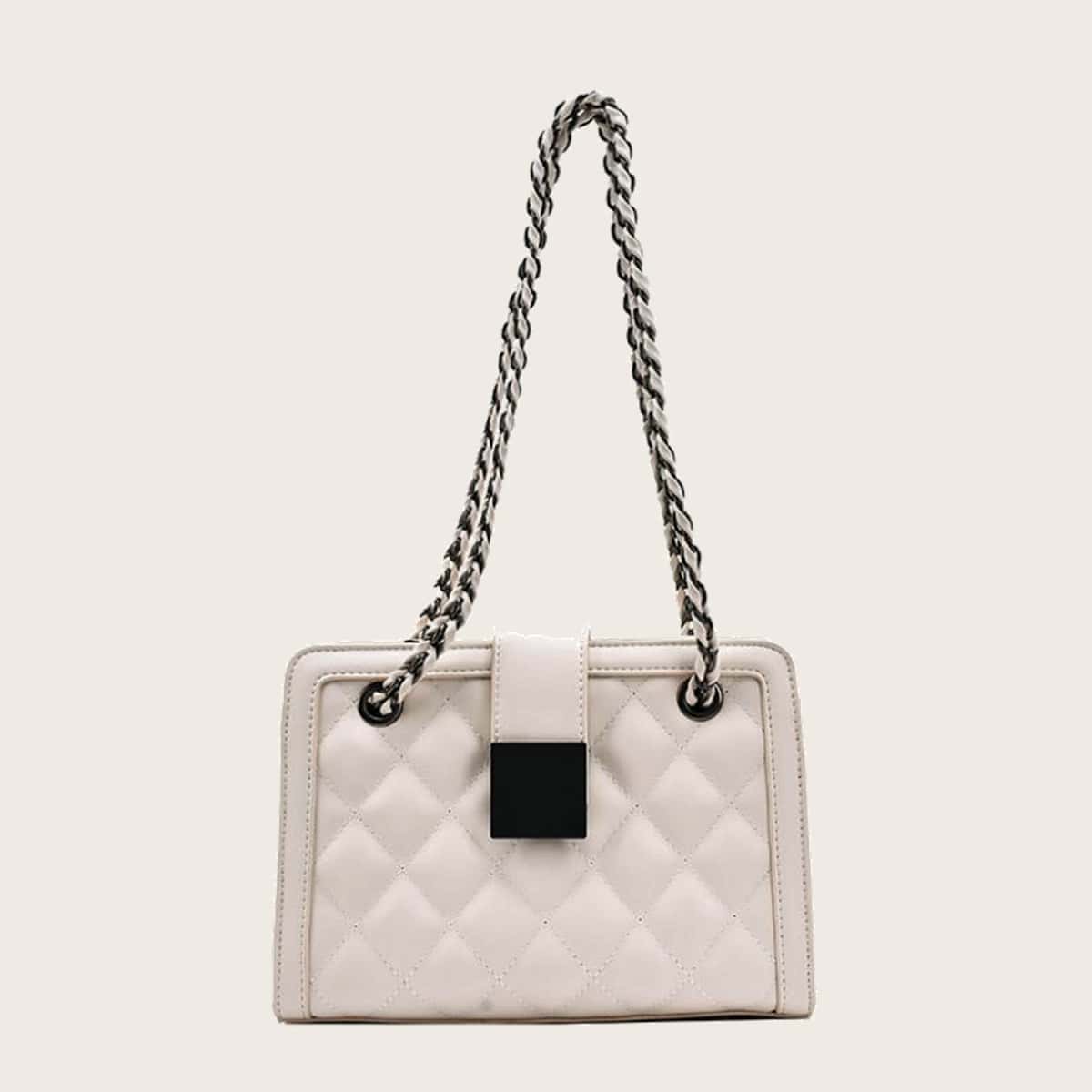 

Quilted Chain Crossbody Bag, White