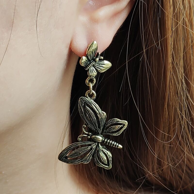 

Butterfly Drop Earrings, Ancient bronze