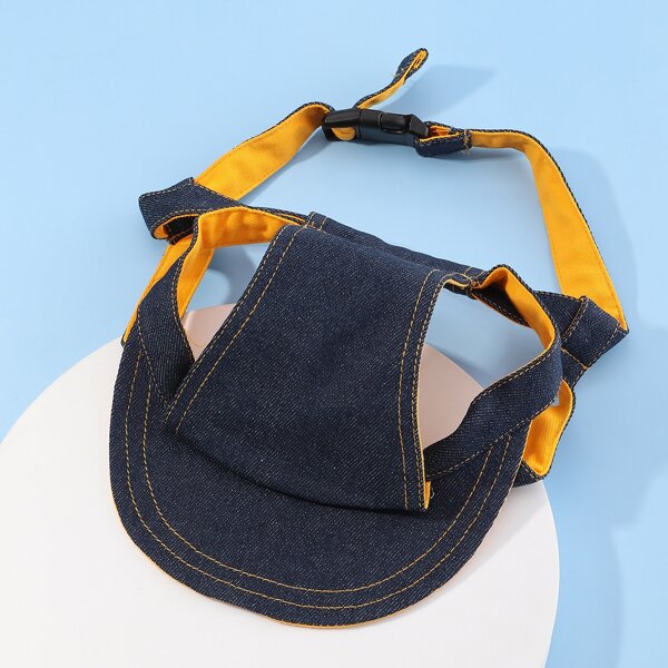 

1pc Denim Dog Baseball Cap, Blue