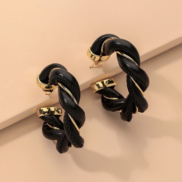 

Twist Hoop Earrings, Black