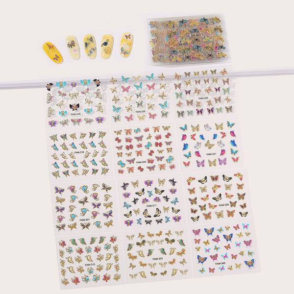 

30sheets Butterfly Pattern Nail Art Sticker, Multicolor