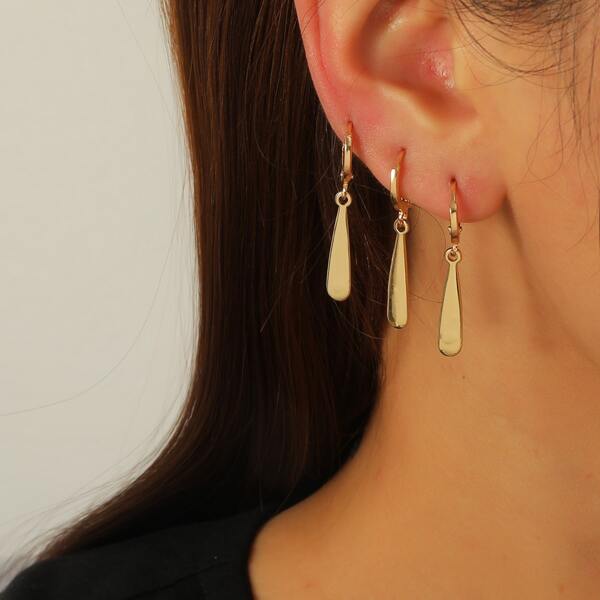 

3pcs Water Drop Earring, Gold