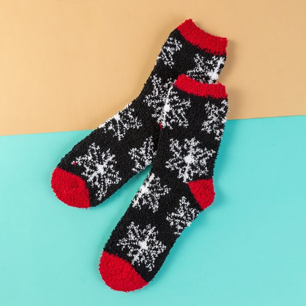 

Snowflake Pattern Socks, Multicolor