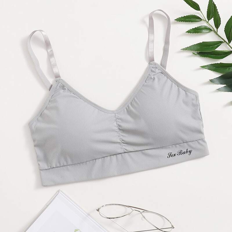 

Letter Graphic Bralette, Light grey