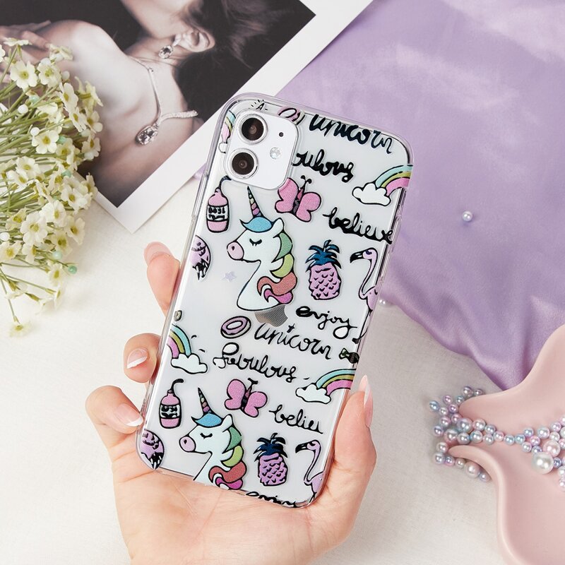 

Cartoon Clear iPhone Case, Multicolor