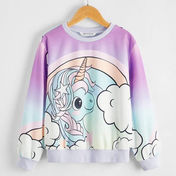

Girls Unicorn Print Pullover, Multicolor