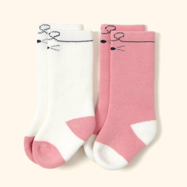 

2pairs Baby Cartoon Graphic Socks, Multicolor