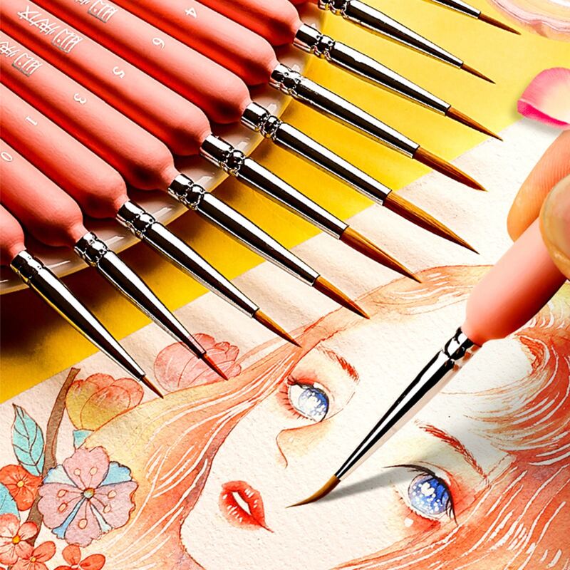 

5pcs Watercolor Hook Line Painting Brush, Pink